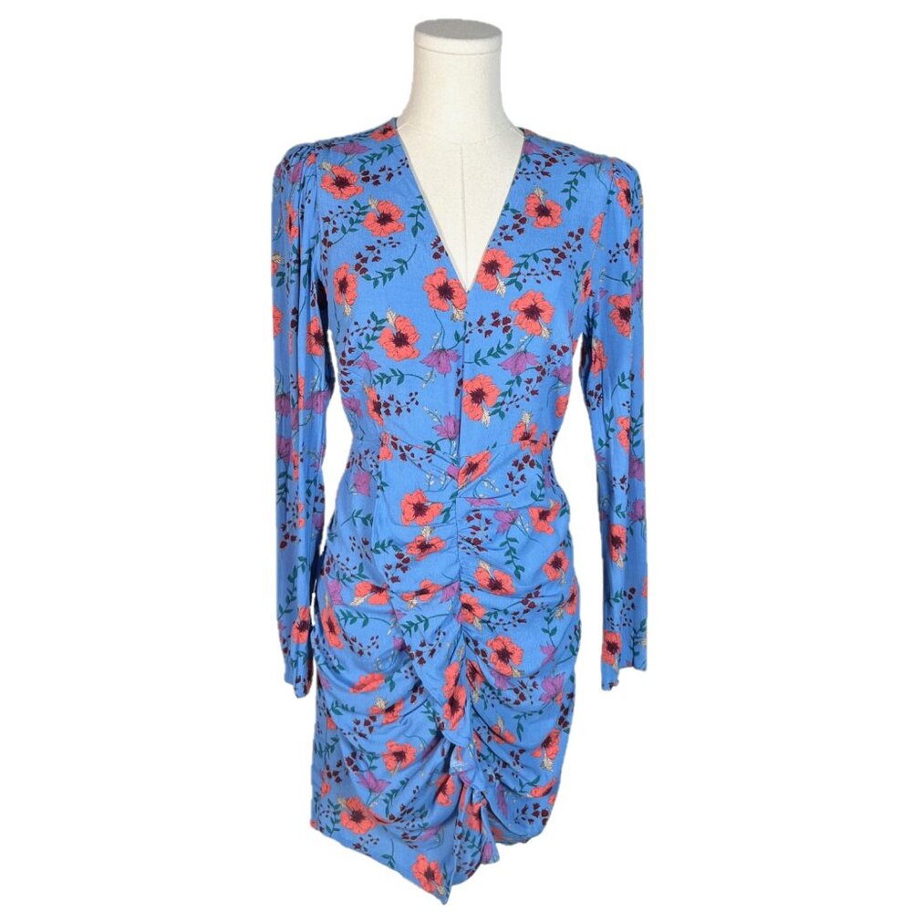 ASTR the Label Floral Long Sleeve V-Neck Front Ruffle Detail Dress Size S